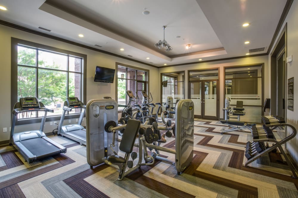 Spacious fitness center at 17 Barkley in Gaithersburg, Maryland