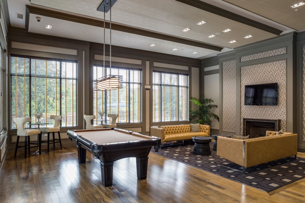 Billiards in the resident lounge at 17 Barkley in Gaithersburg, Maryland