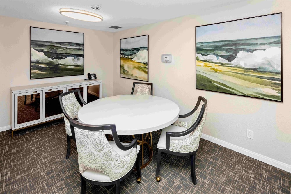 Round table with seating at Pacifica Senior Living Vista in Vista, California