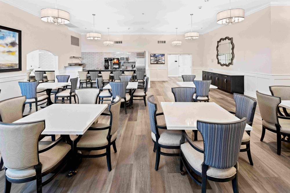Spacious dining room at Pacifica Senior Living Vista in Vista, California