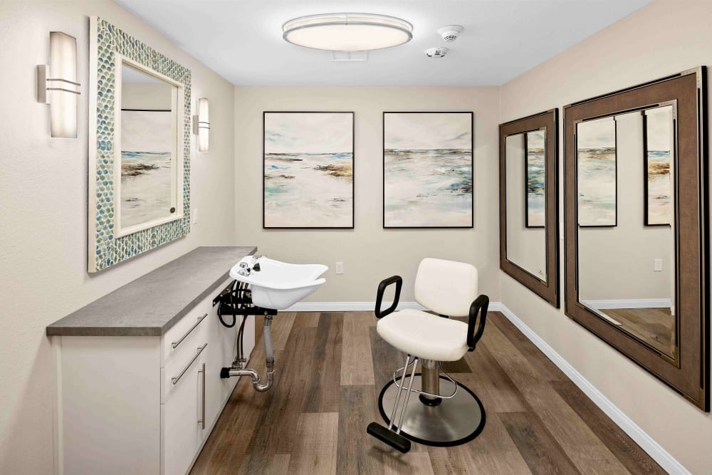 Hair salon at Pacifica Senior Living Vista in Vista, California
