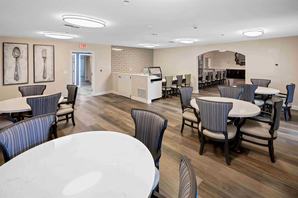 Spacious dining room at Pacifica Senior Living Vista in Vista, California