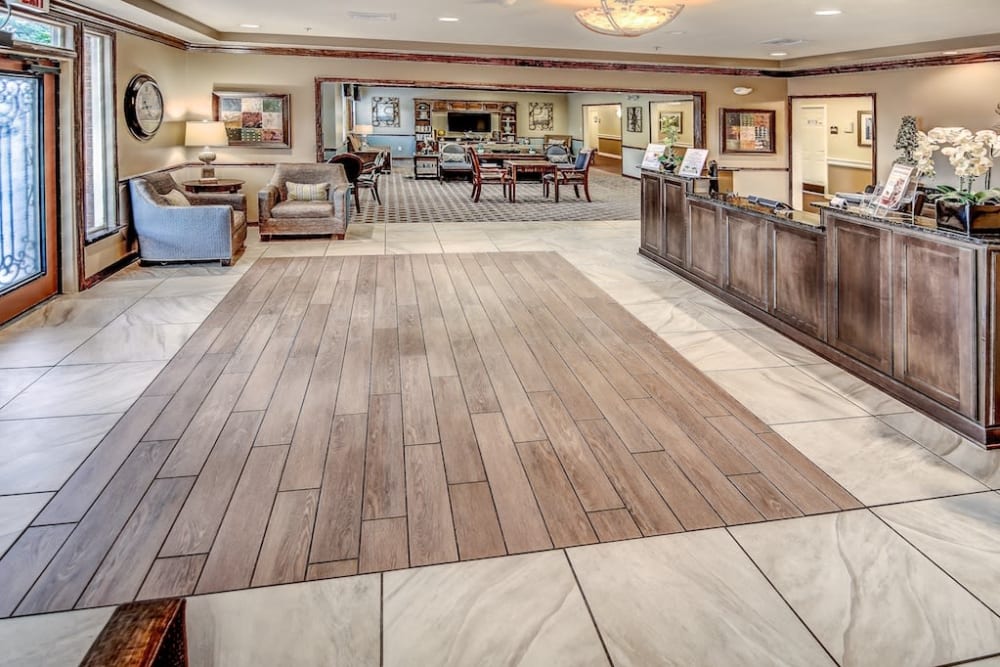 Lobby area at Pacifica Senior Living Woodmont in Tallahassee, Florida