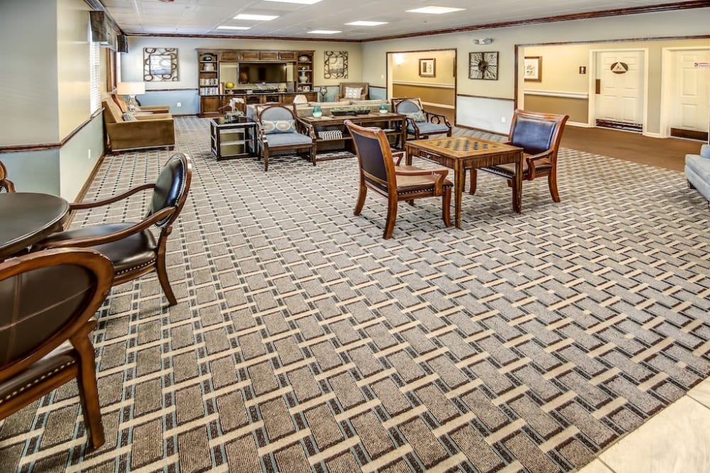 Spacious dining room at Pacifica Senior Living Woodmont in Tallahassee, Florida