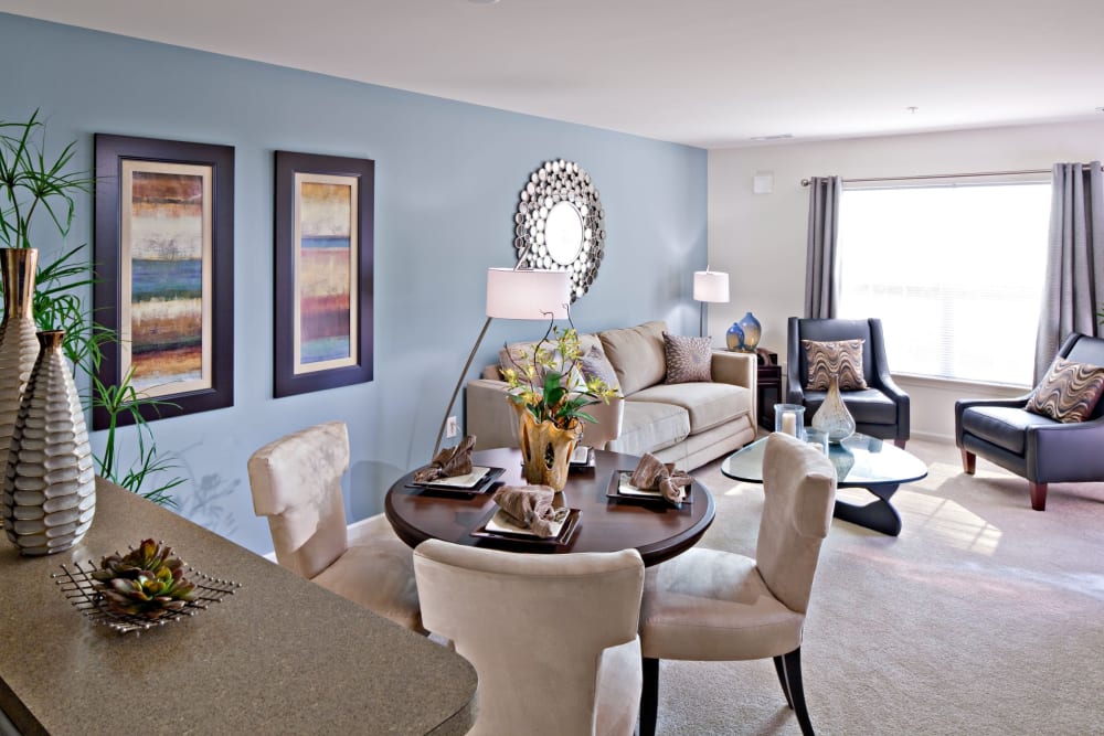 Apartment living and dining at Vista at Town Green in Elmsford, New York