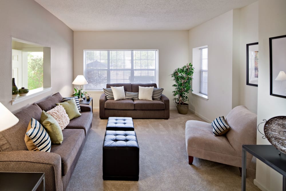 Bright and open living room at Vista at Town Green in Elmsford, New York