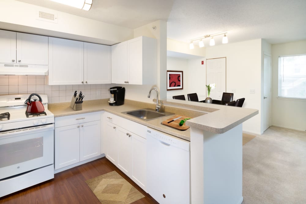 Updated white option kitchen at Vista at Town Green in Elmsford, New York