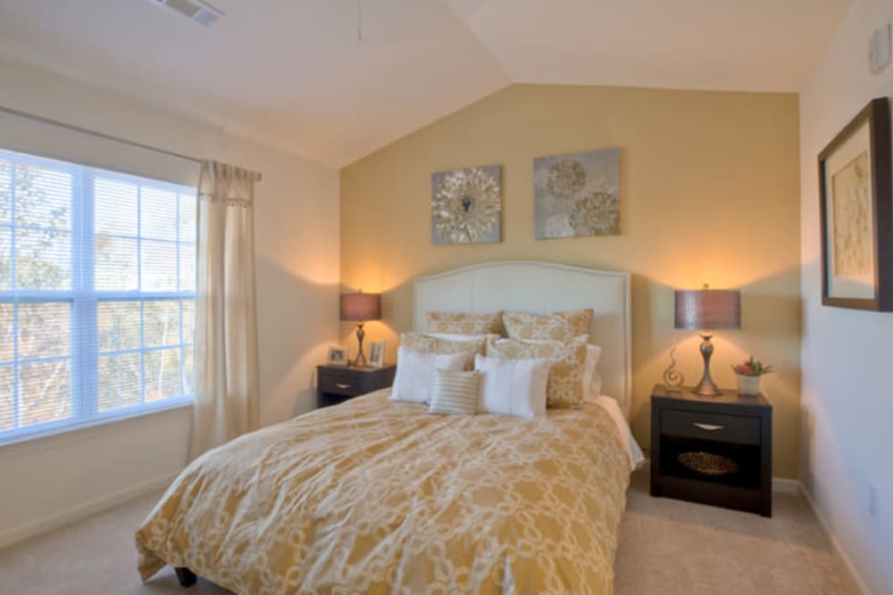 Well appointed bedroom at Vista at Town Green in Elmsford, New York