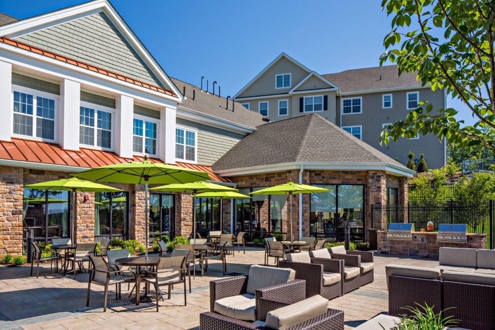 Outdoor lounge seating at Vista at Town Green in Elmsford, New York