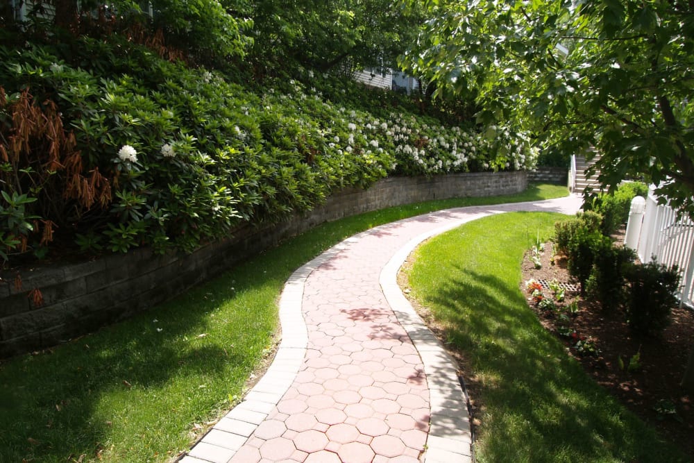 Community walkway at Vista at Town Green in Elmsford, New York