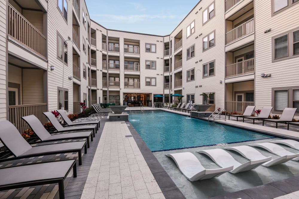 Inground community pool at Soba Apartments in Jacksonville, Florida
