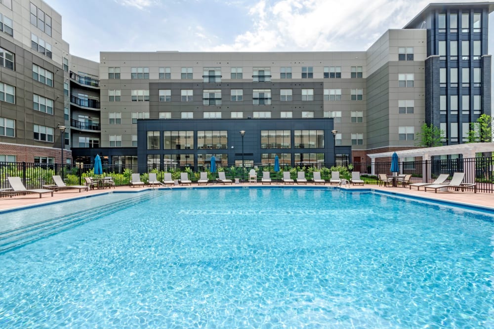 Heated saltwater swimming pool at The Residences at Annapolis Junction in Annapolis Junction, Maryland