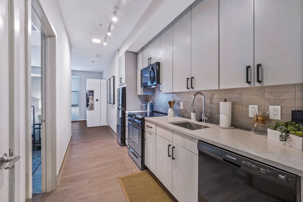 Kitchen in junior one bedroom at Big Sky Flats in Washington, District of Columbia
