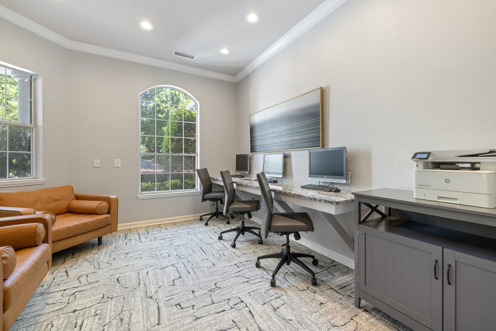 Private executive business center with access to printer/fax machine at Marquis of Carmel Valley in Charlotte, North Carolina