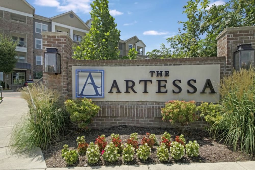 Signage at the main entrance to Artessa in Franklin, Tennessee