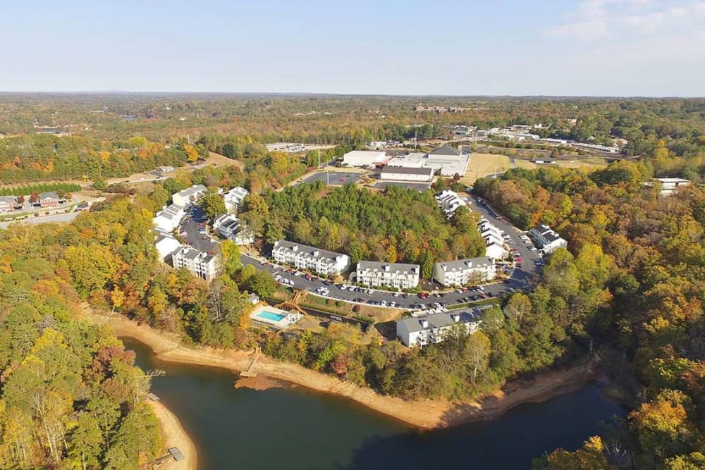 Aerial view of Edgewater on Lanier in Gainesville, Georgia