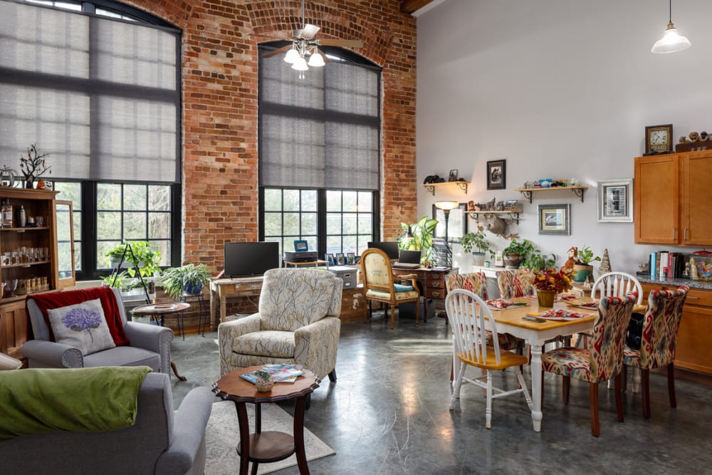 Main lobby and reception at Lofts by the Lake in Greer, South Carolina