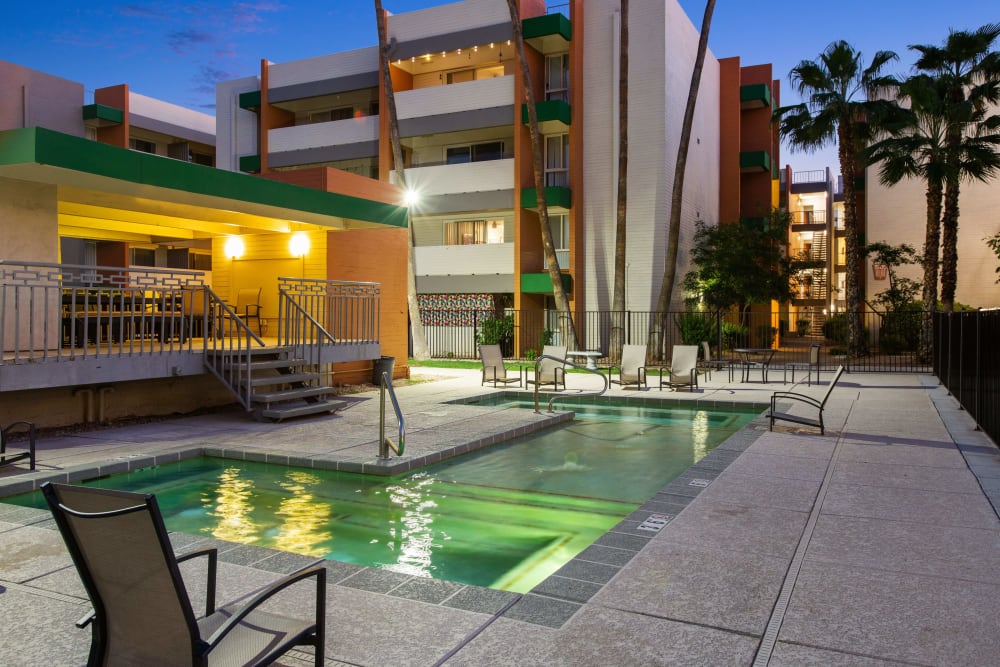 Well-lit pool at Capri On Camelback in Phoenix, Arizona