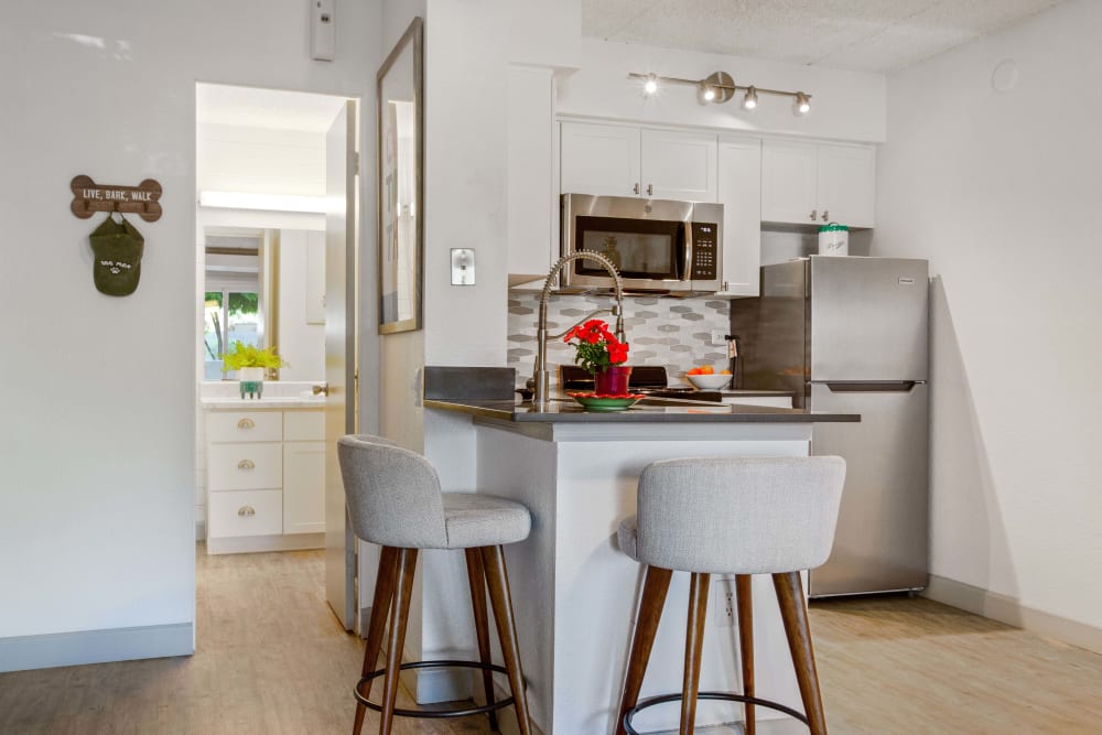 Model kitchen with bar at Capri On Camelback in Phoenix, Arizona