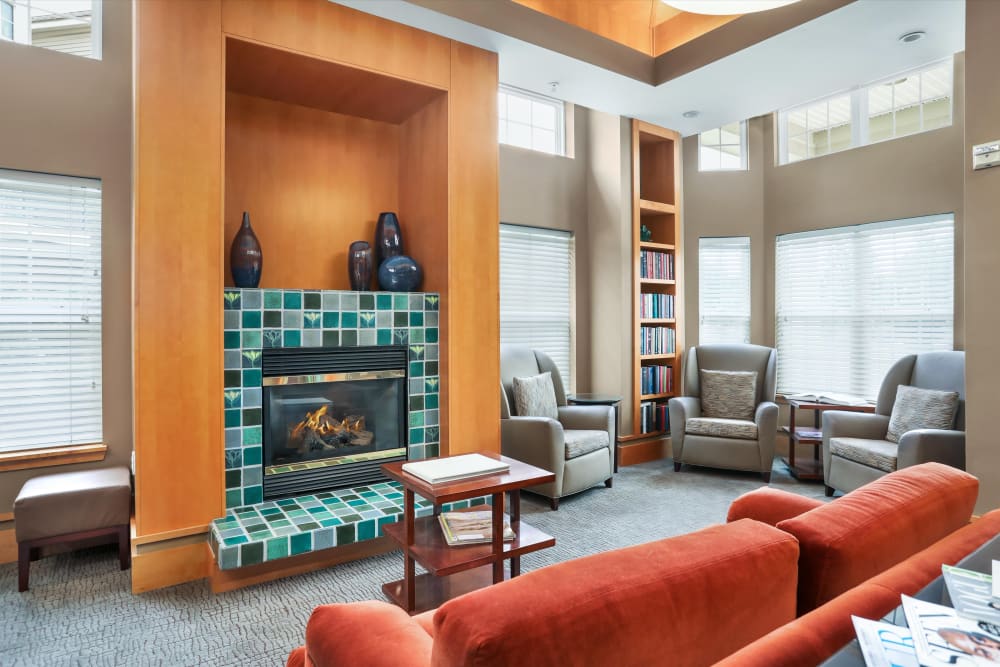 Fireplace lounge at All Seasons Rochester Hills in Rochester Hills, Michigan