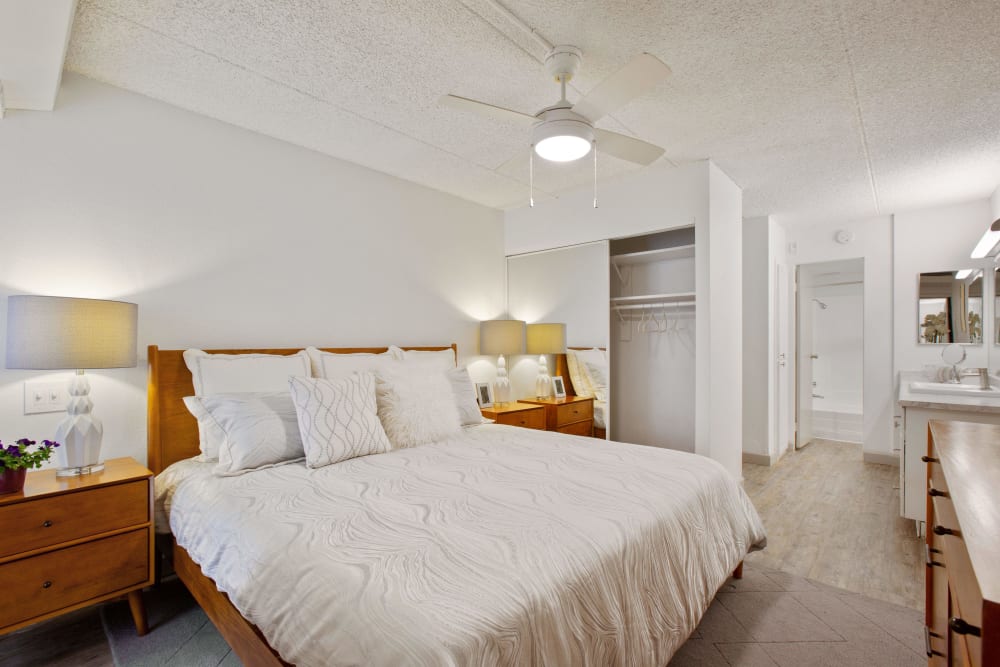 Model bedroom at Capri On Camelback in Phoenix, Arizona