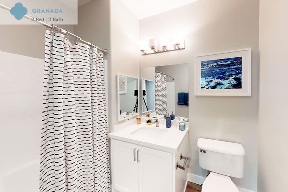 Bathroom in a Granada, a two-bedroom apartment at Mission Hills in Camarillo, California