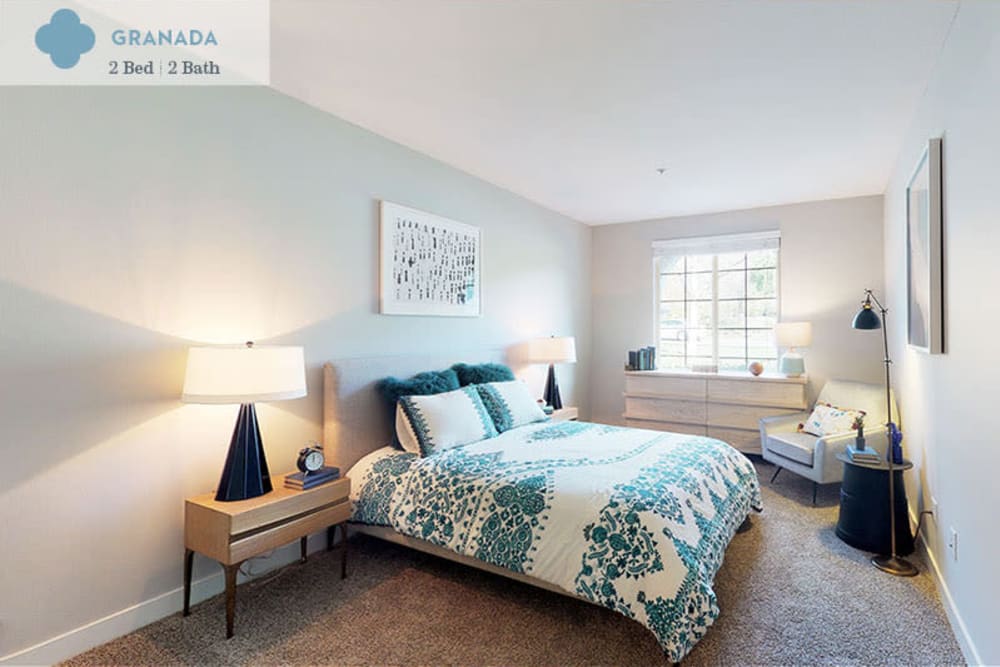 Bedroom in a Granada, a two-bedroom apartment at Mission Hills in Camarillo, California