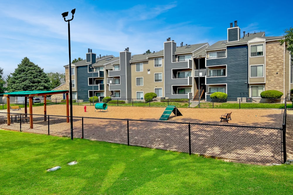 Have fun with your furry friend in the dog park at Alton Green Apartments in Denver, Colorado