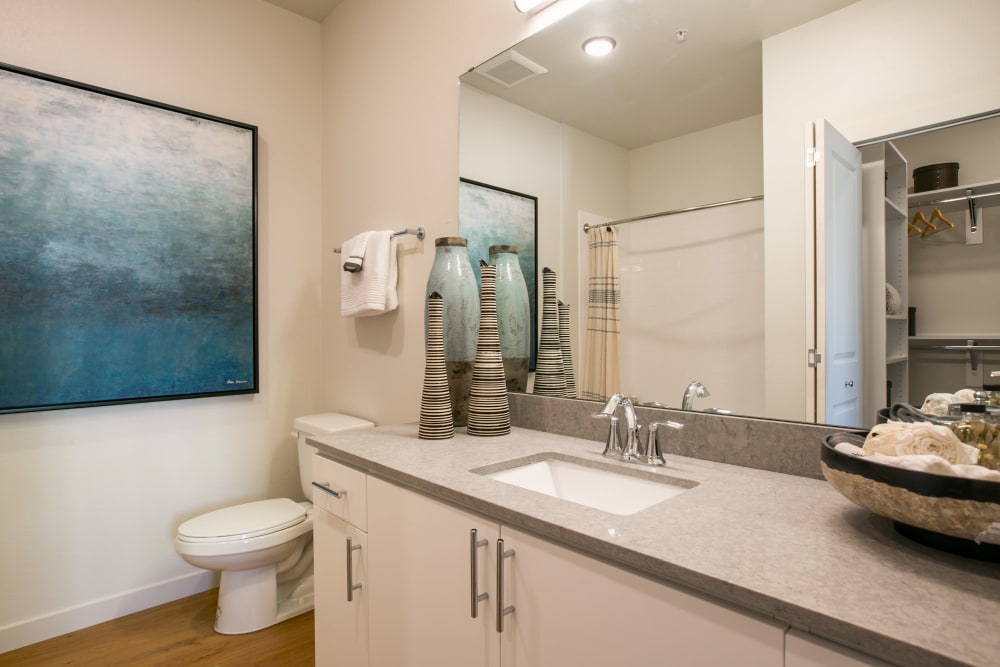 Bathroom with modern fixtures at Olympus de Santa Fe, Santa Fe, New Mexico 