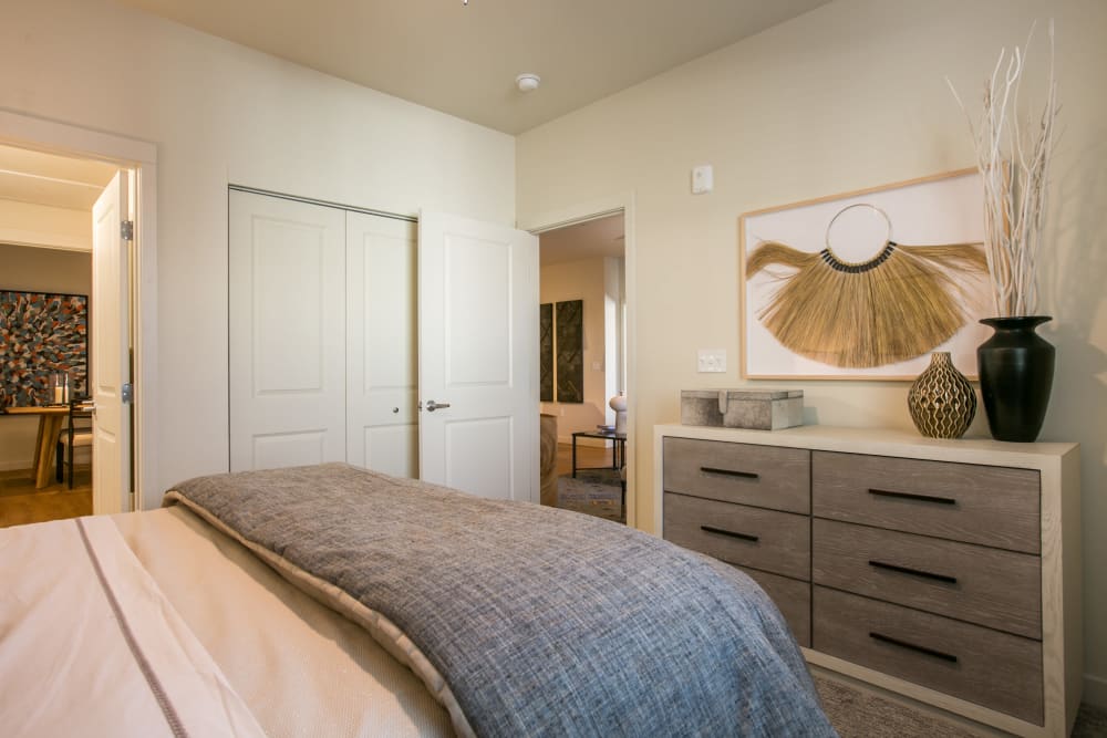 Well decorated bedroom at Olympus de Santa Fe, Santa Fe, New Mexico