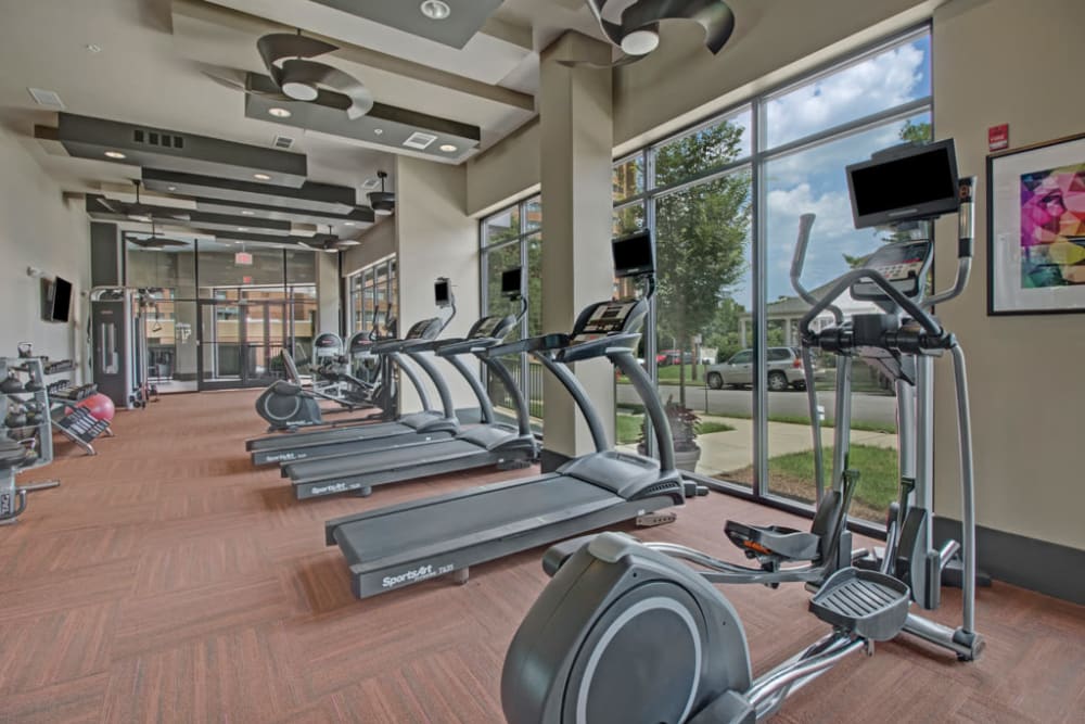 Cardio equipment in the fitness center at Duet in Nashville, Tennessee