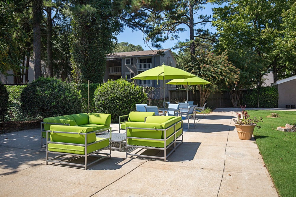Modern collection of patio furniture at Avondale Reserve Apartment Homes in Avondale Estates, Georgia