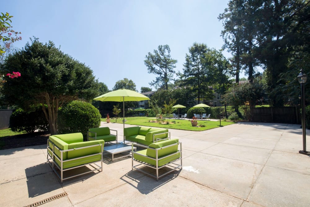 Modern outdoor furniture at Avondale Reserve Apartment Homes in Avondale Estates, Georgia