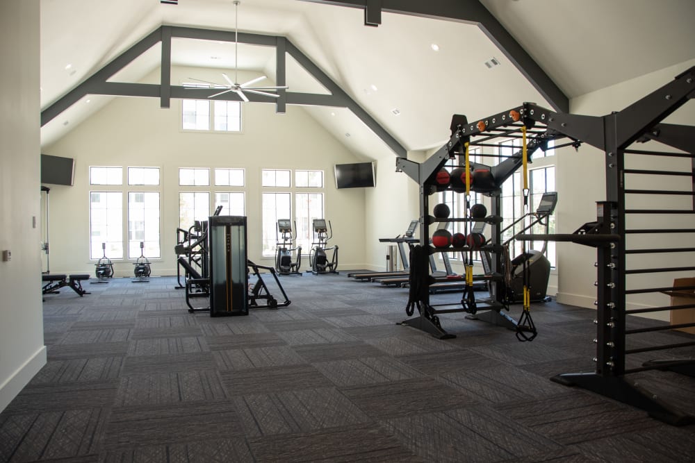 Well-equipped and spacious fitness center at Primrose at Santa Rosa Beach in Santa Rosa Beach, Florida
