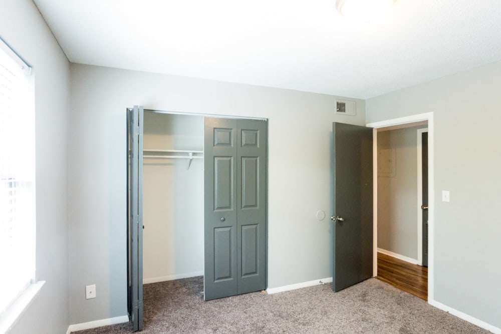 Bedroom with a closet and natural light at Northshore Flats Apartments in Chattanooga, Tennessee