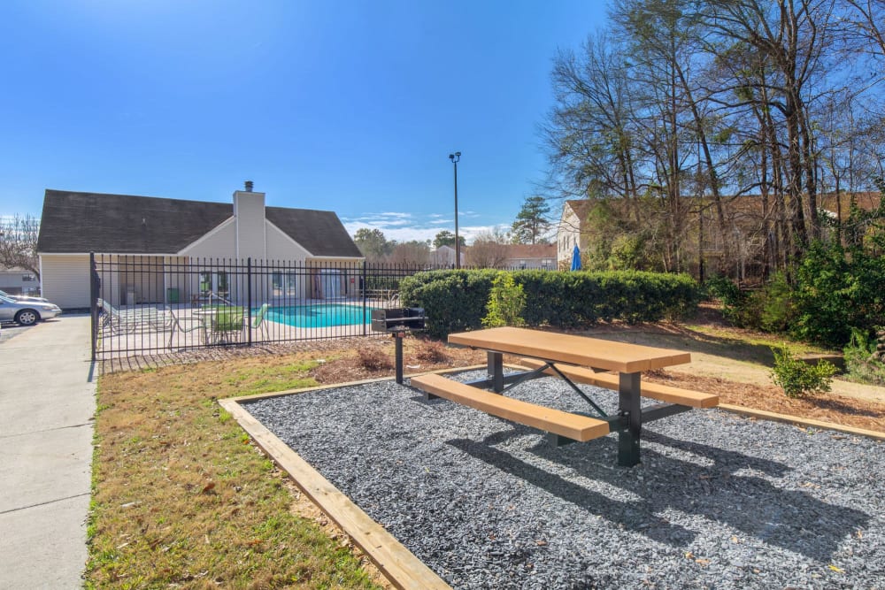 View of the pool at Carriage Hills Apartments in Macon, Georgia