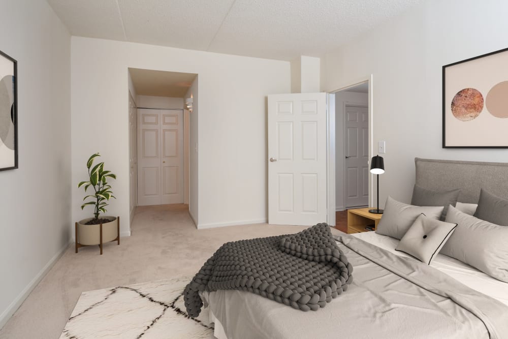 Spacious bedroom with a walk-in closet at The Brunswick in New Brunswick, New Jersey