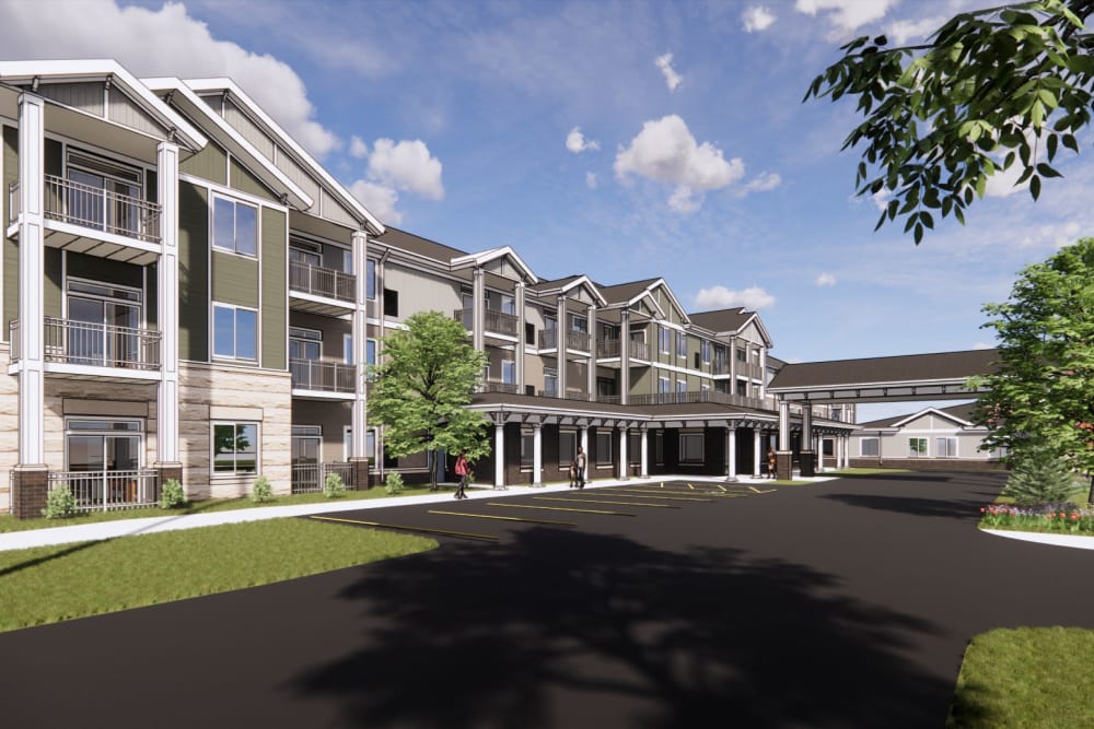 Exterior Entry Rendering of The Sycamore of River Falls in River Falls, Wisconsin