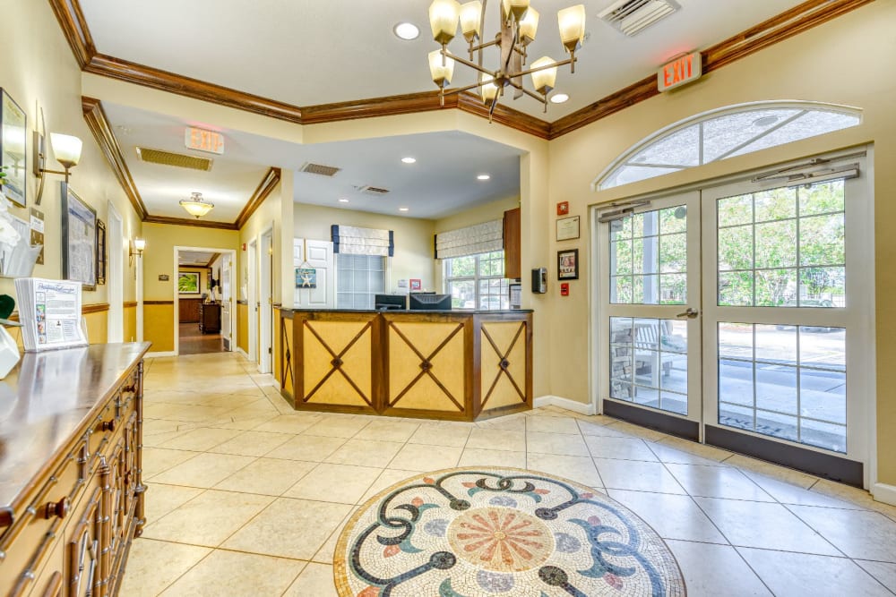 Ornate foyer at Pacifica Senior Living Belleair in Clearwater, Florida