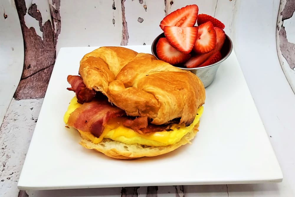 Croissant breakfast sandwich at Honeysuckle Senior Living in Hayden, Idaho