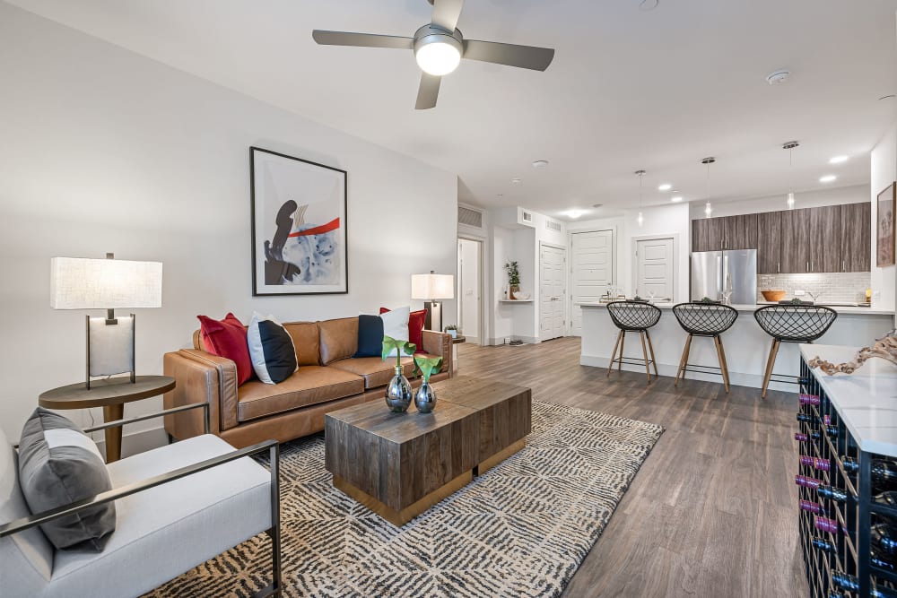 Living room with modern features at Marquis at Chandler in Chandler, Arizona