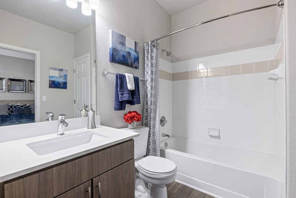 Bathroom with modern fixtures at Marquis Castle Pines in Castle Pines, Colorado