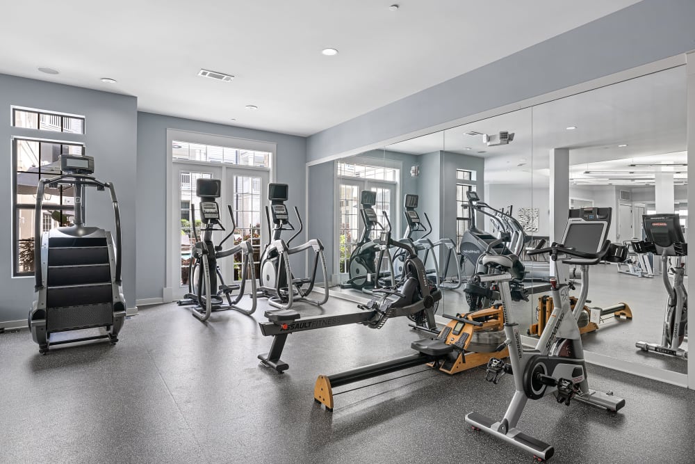 Gym with exercise machines at Marquis at Buckhead in Atlanta, Georgia