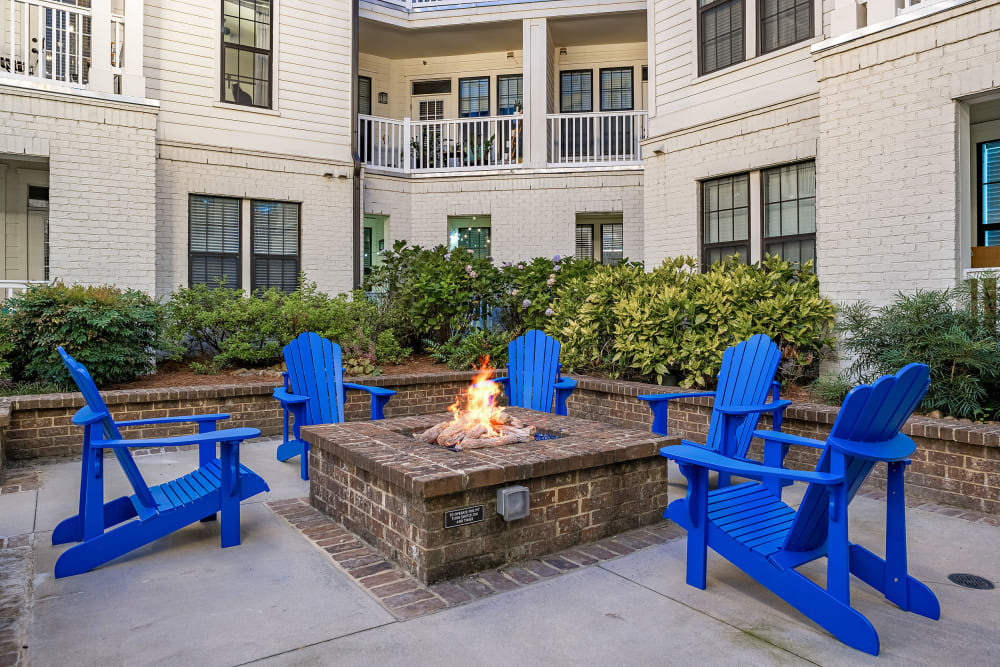 Outdoor seating area with firepit at Marquis at Buckhead in Atlanta, Georgia