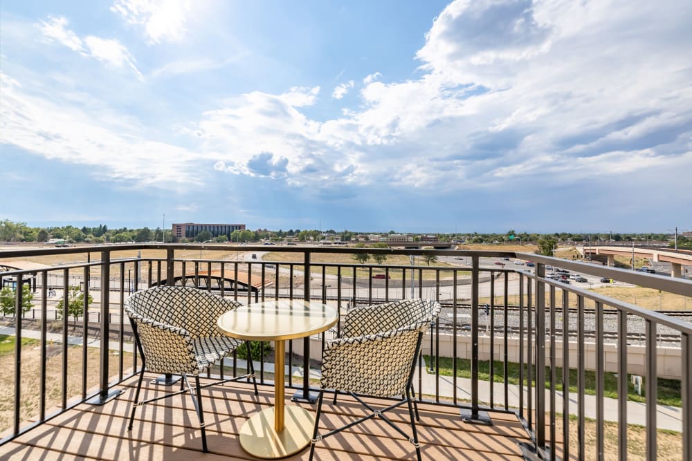Balcony with great view at Marq Iliff Station in Aurora, Colorado