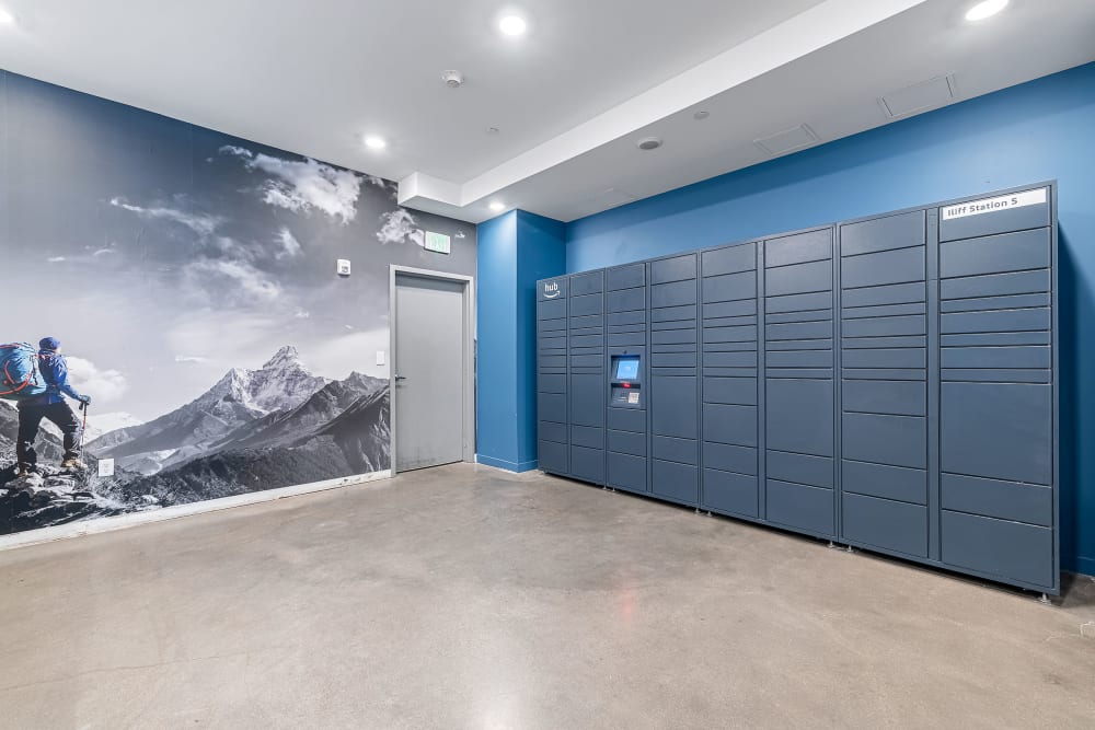 Amazon Hub locker room at Marq Iliff Station in Aurora, Colorado
