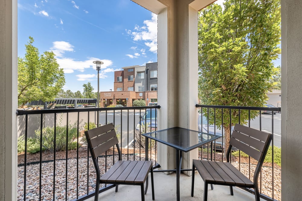 Patio with great view at Marq Inverness in Englewood, Colorado