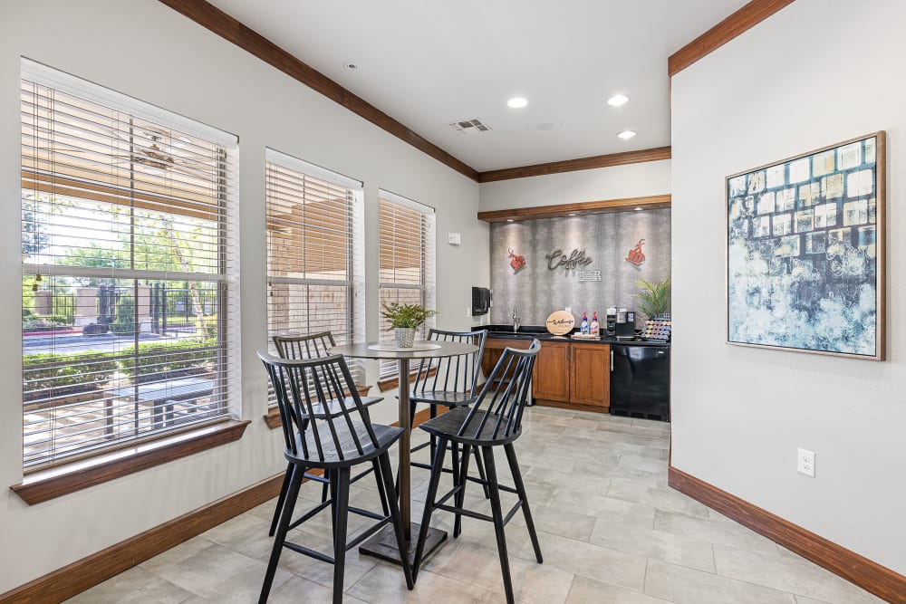 Coffee bar for residents  at Marquis at The Woodlands in Spring, Texas