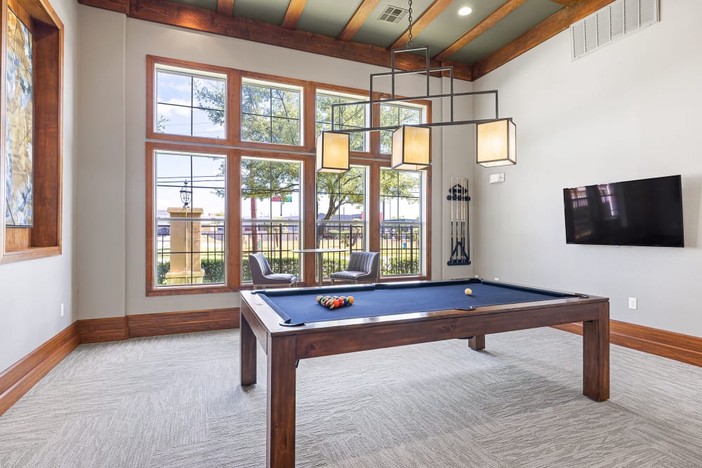 Pool table for residents at Marquis at The Woodlands in Spring, Texas