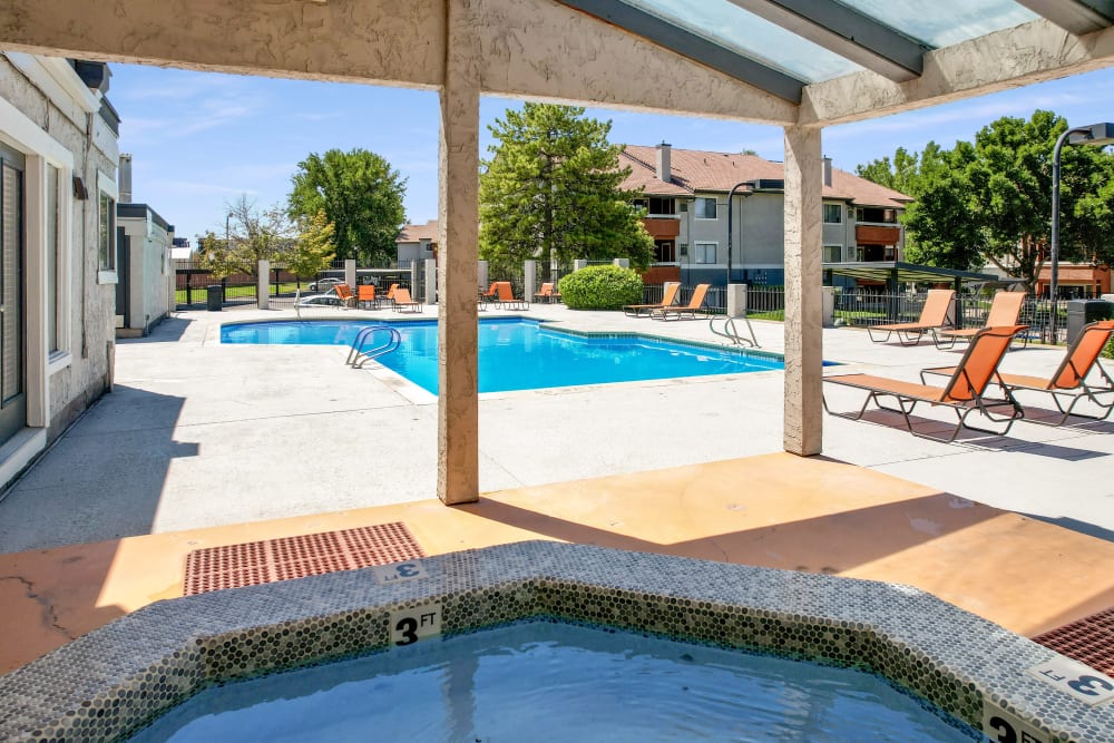 Relaxing hot tub at Shadowbrook Apartments in West Valley City, Utah